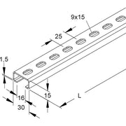 Niedax - Stiel/Profilschiene Ankerschiene 2970/2 GL − 2 Meter