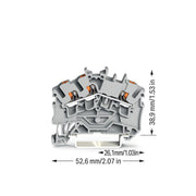 WAGO - Durchgangs-Reihenklemme 3-Leiter-Durchgangsklemme 2202-6301 mit Drücker,2,5 mm² − 100 Stück