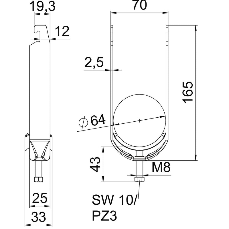 OBO Bettermann - Bügelschelle BS-U2-M-64 FT 2-fach − 50 Stück