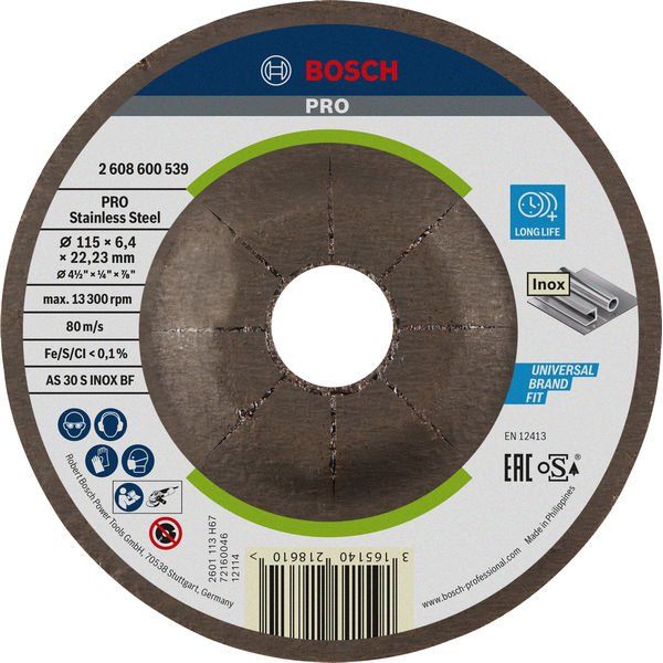 Bosch - Trenn-/Schleifscheibe PRO Stainless Steel 2608600539 Schruppscheibe 115 x