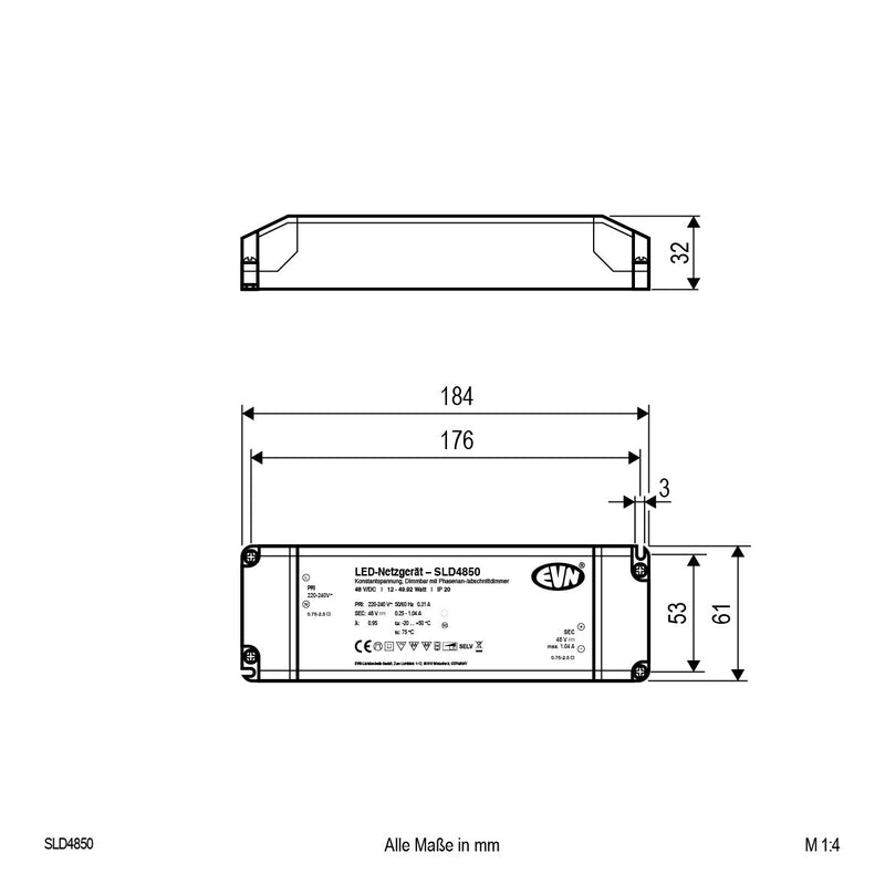 EVN Lichttechnik - LED-Betriebsgerät LED-Netzgerät SLD4850 48V/DC dim