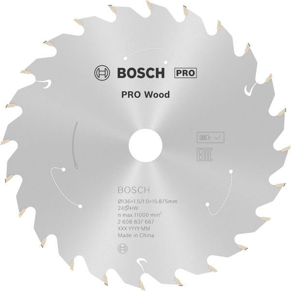 Bosch - Kreissägeblatt PRO Wood cordless 2608837667 Kreissägeblatt 136 x