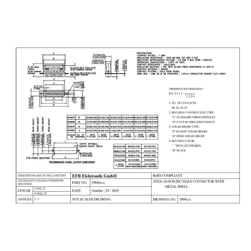 EFB-Elektronik - D-Sub-Steckverbinder D-Sub Stecker Schneid-Kle. 29062.1 EDSF 25 LPIII/Z