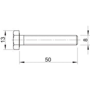 OBO Bettermann - Maschinenschraube/Bolzen Sechskantschraube SKS M8x50 ZL − 100 Stück