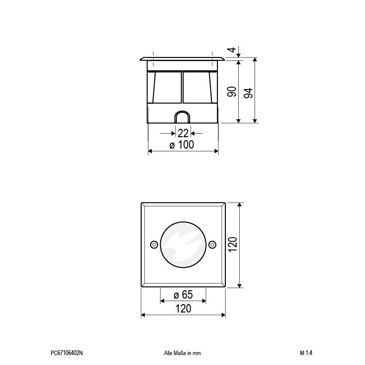 EVN Lichttechnik - Bodeneinbauleuchte LED-Bodeneinbauleuchte PC67106402N 3000K IP67 alu