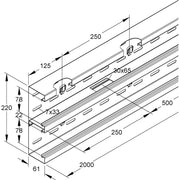 Niedax - Geräteeinbaukanal Gerätekanal-Unterteil DKU 220-78T60 L − 4 Meter