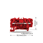 WAGO - Durchgangs-Reihenklemme 3-Leiter-Durchgangsklemme 2002-1303 für Ex e II, rot − 100 Stück