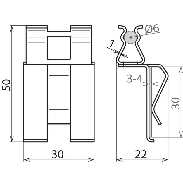 DEHN - Verbinder für Blitzschutz Bewehrungsklemme DC BK 6 FL30 STBLANK DEHNclip