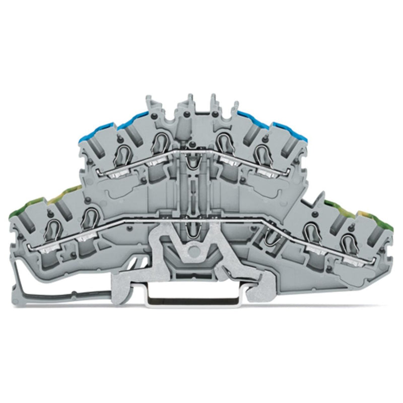 WAGO - Schutzleiter-Reihenklemme 4-Leiter-Doppelstockklemme 2002-2417 2,5mm²,grau − 50 Stück