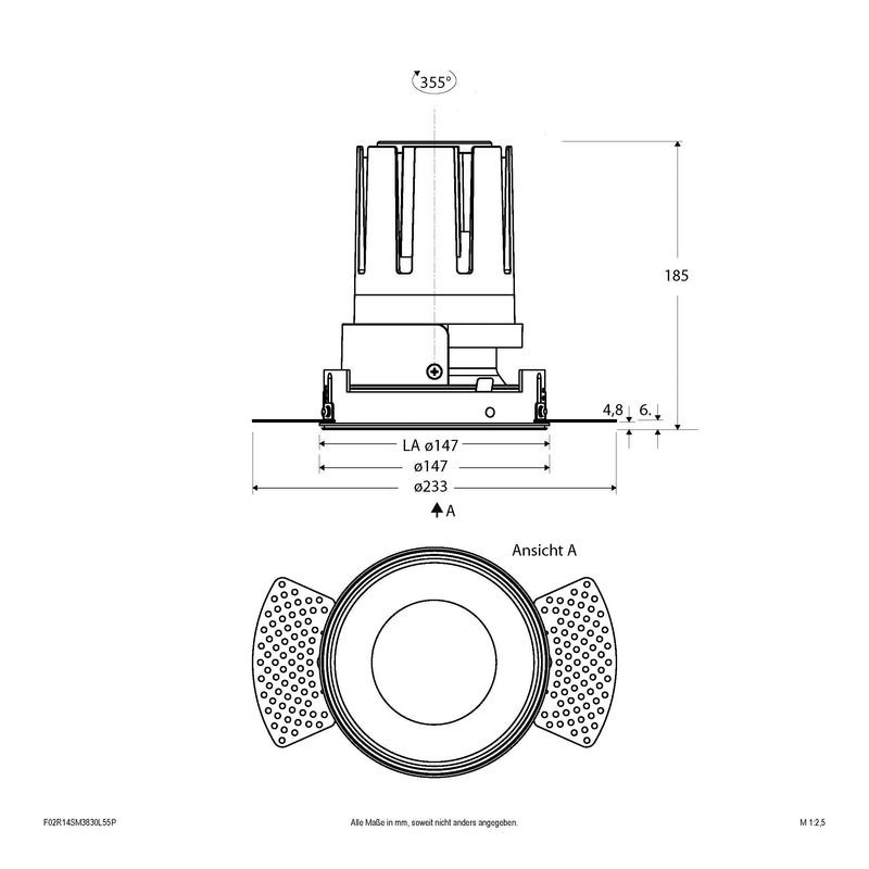 EVN Lichttechnik - Downlight/Strahler/Flutlicht LED-Einbauleuchte modular F02R14SM3830L55P Konfigurationstype