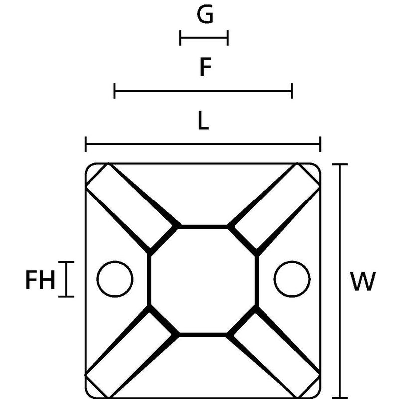 HellermannTyton - Befestigungssockel und -element für Kabelbinder Klebesockel MB3APT-A-PA66-WH 19x19mm natur − 100 Stück