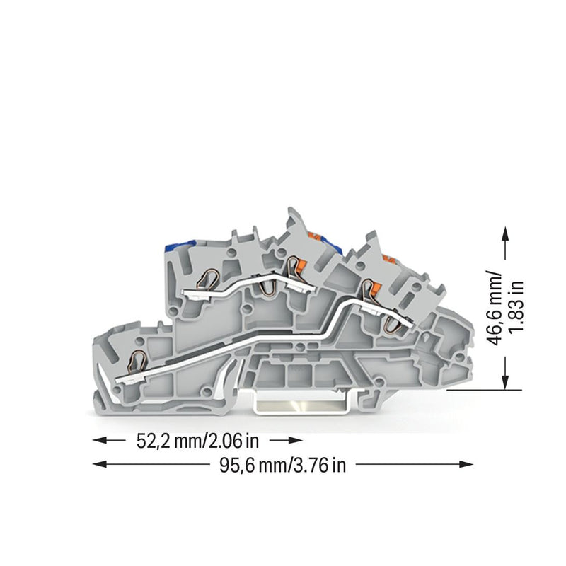 WAGO - Installations-Etagenklemme Installationsetagenklemme 2203-7549 2,5 mm² Hybrid − 50 Stück
