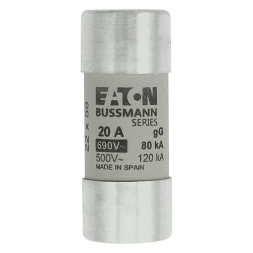 Eaton - Zylindrische Sicherung Sicherungseinsatz Nieders. CYLINDRICA#C22G20 20A AC 690V 80kA − 10 Stück