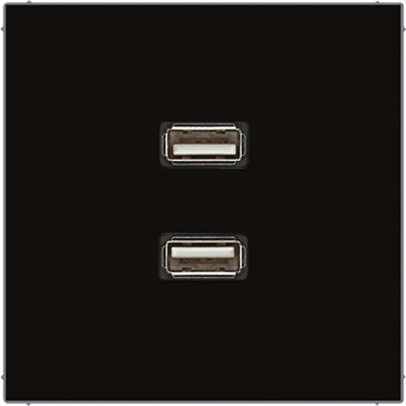 Jung - Multifunktions-Anschlussdose Multimedia-Anschluss sw MA LS 1153 SW 2 x USB m.Tragring