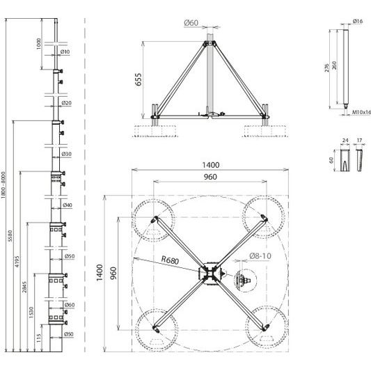 DEHN - Fangeinrichtung für Blitzschutz Fangstange FS T D50 7 #105714 L8,0m