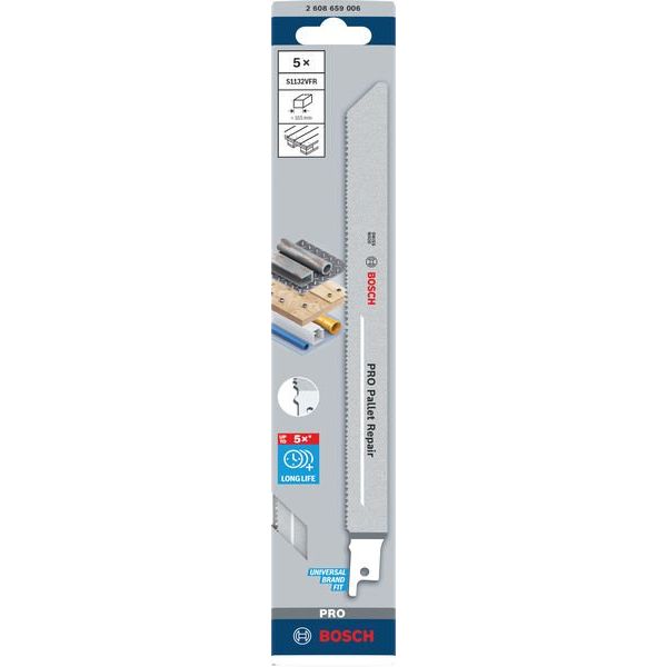 Bosch - Säbelsägeblatt PRO Pallet Repair S1132VFR 2608659006VE(5) Säbelsägeblatt 0,9 x − 5 Packung