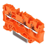 WAGO - Durchgangs-Reihenklemme 3-Leiter-Durchgangsklemme 2204-1302 Drücker,4mm²,orange − 50 Stück