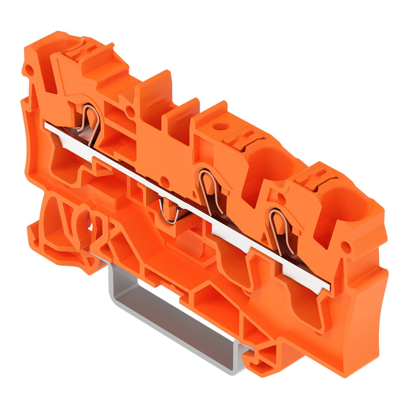 WAGO - Durchgangs-Reihenklemme 3-Leiter-Durchgangsklemme 2204-1302 Drücker,4mm²,orange − 50 Stück