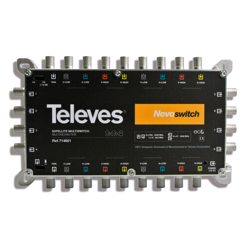 Televes - Multischalter 9 in 8 Guß MS98C NEVO kaskadierb.o.NT