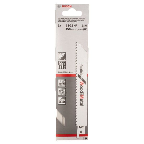 Bosch - Säbelsägeblatt Flexible for Wood and 2608656016 Metal, 5er-Pack