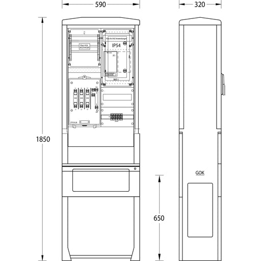 uesa - Zähler-Komplettschrank Zähleranschlusssäule ZASS1S KEVAG Koblenz 1850x590x320mm
