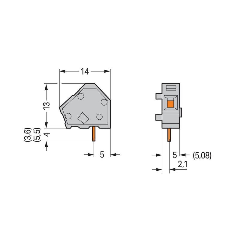 WAGO - Leiterplattenklemme GDS-Einzelklemme 236-101 − 600 Stück