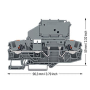 WAGO - Sicherungs-Reihenklemme 2-Leiter-Sicherungsklemme 2206-1621 5x30mm,grau − 25 Stück