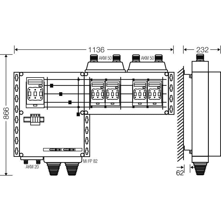Hensel - Sicherungslasttrennschalter mit Gehäuse Mi-Hauptleitungsverteiler Mi HV 9154 S 4x3xNH00 125A 5-pol.