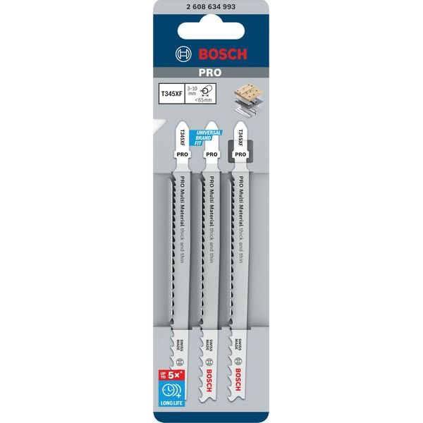 Bosch - Stichsägeblatt PRO Multi Material thick 2608634993 and thin T345XF − 10 Packung