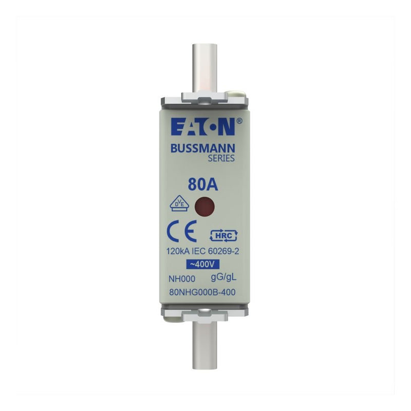 Eaton - Messersicherung Sicherungseinsatz Nieders. 80NHG000B-400 80A AC 400V 120kA − 3 Stück
