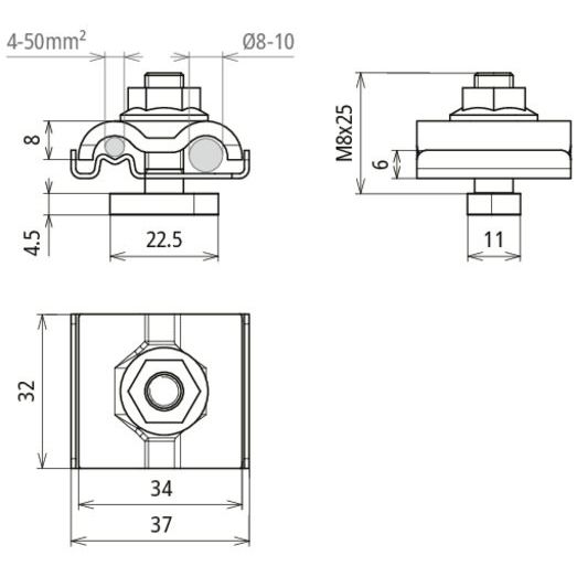 DEHN - Erdanschlussklemme UNI-Erdungsklemme UEK 8.10 AQ4 #540249 NIRO − 50 Stück