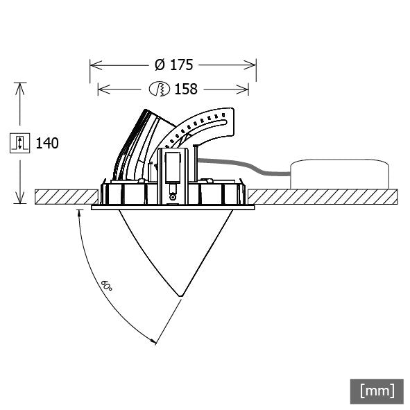 LTS Licht&Leuchten - Downlight/Strahler/Flutlicht LED-Einbaustrahler CSARL 71.5030.25 sw 3000K 25°schwarz  − 1 Stück