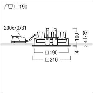 Zumtobel Group - Downlight/Strahler/Flutlicht LED-Deckeneinbauleuchte PANOS EVO #60815937 Q190L 830 230V WH WH