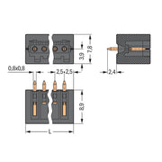 WAGO - Leiterplattensteckverbinder THR-Stiftleiste Lötstift 733-335/105-604 0,8x0,8,gerade,sw − 200 Stück