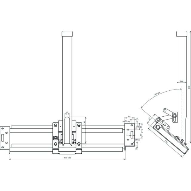 DEHN - Sockel für Fangeinrichtung Blitzschutz Dachsparrenhalter DASHD48AS600750STTZN f. Abstand 600-750mm