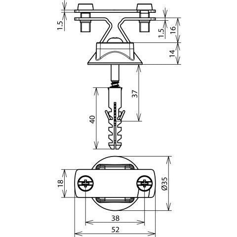 DEHN - Leitungshalter für Blitzschutz Leitungshalter FBHZS30KSKD8X40V2A NIRO, FL30/Rd6 mm