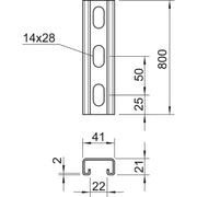 OBO Bettermann - Stiel/Profilschiene Profilschiene MS4121P0800FS 800x41x21mm