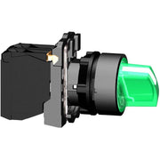 Schneider Electric - Wahlschalter, Komplettgerät Leuchtwahlschalter XB5AK133B5 Komplettgerät, grün − 2 Stück