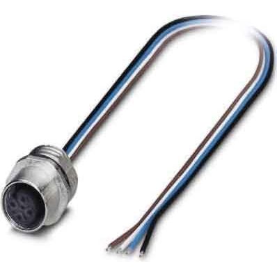 Phoenix Contact - Rundsteckverbinder, feldkonfektionierbar (Industriesteckverbinder) Einbaubuchse M12 SACC-E-M12FS-4CON-PG mit 0,5m Litze