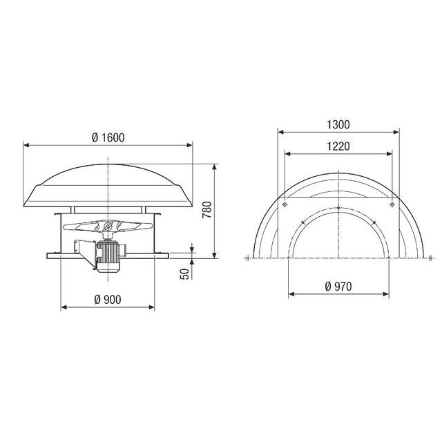 Maico - Ventilator für Dacheinbau Axial-Dachventilator DAD 90/6 28729m3/h, NW900