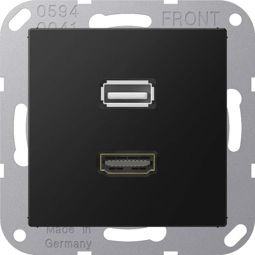 Jung - Multifunktions-Anschlussdose Multimedia-Anschlusssystem MA A 1163 SWM graphitschwarz matt