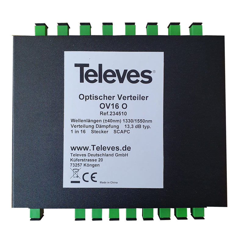 Televes - Abzweiger und Verteiler Optischer 16-f. Verteiler OV16 O Anschl. SC/APC-Bu
