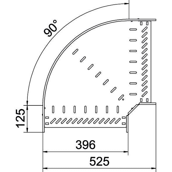 OBO Bettermann - Bogen für Kabelrinne Bogen 90 Grad RB 90 640 FS 60x400 bandverzinkt