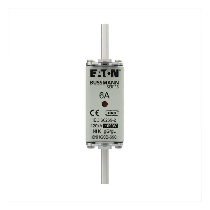 Eaton - Messersicherung Sicherungseinsatz Nieders. 6NHG0B-690 6A AC 690V 120kA − 3 Stück