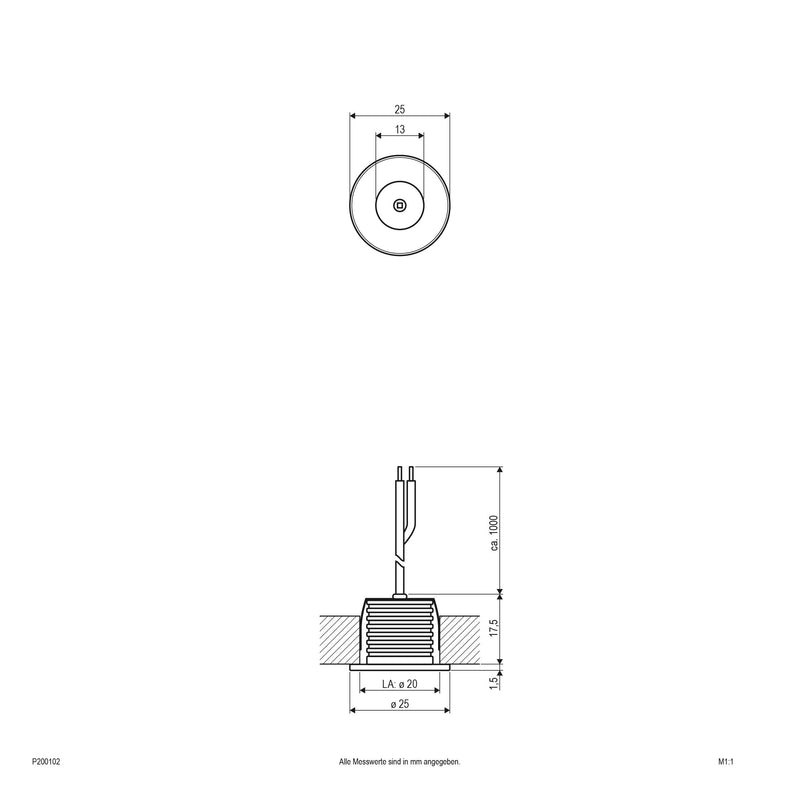 EVN Lichttechnik - Downlight/Strahler/Flutlicht LED Lichtpunkt P20 0102 1,2W 350mA 3000K