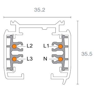 Abalight - Stromschiene 3-PH-Stromschiene TRACK-Profil-3000-W 3m, weiß