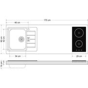 Stengel - Mini-Küche Miniküche Premiumline MPMSM170KSMWIKFreBlS Schwarz matt