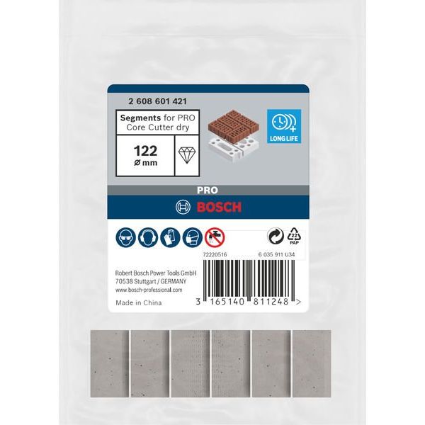 Bosch - Bohrkrone Segmente für PRO 2608601421 (VE6) Trockenbohrkrone 122