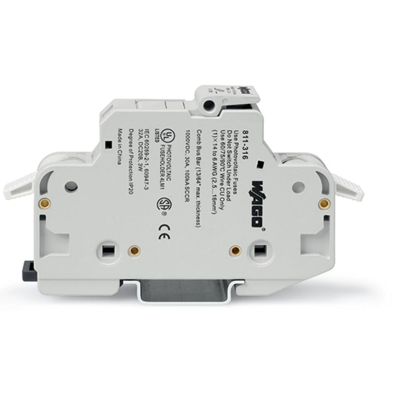 WAGO - Halter für zylindrische Sicherung 2-Leiter-Sicherungshalter 811-421 CC,2-polig,lichtgrau