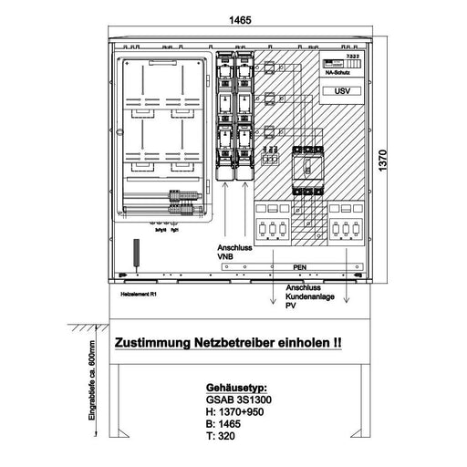 GSAB Elektrotechnik - Zähler-Komplettschrank Wandlermessung 09.W630.AR-01 eon Avacon 630A